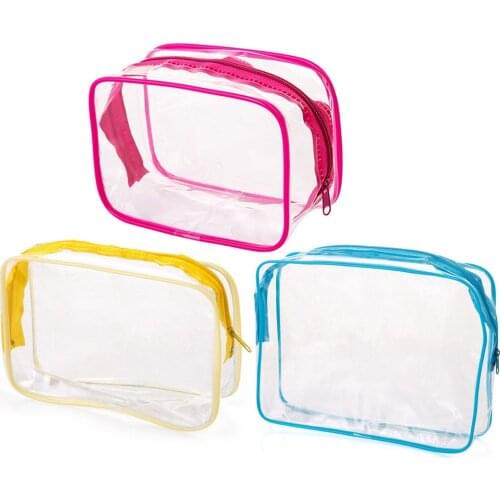 New Portable Travel Zip Look PVC Bags Waterproof Makeup Storage Bag Cosmetic Toiletry Pouch Transparent Home Sundries Organizer