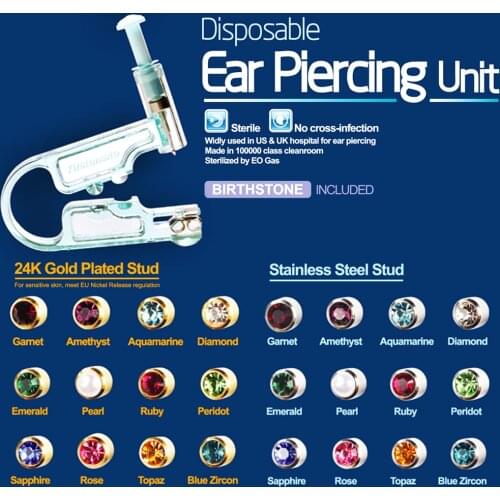1 Unit Disposable Ear Piercing Unit Sterilized Ear Stud Earring Piercing Gun Body Jewelry Easy to Use At Home