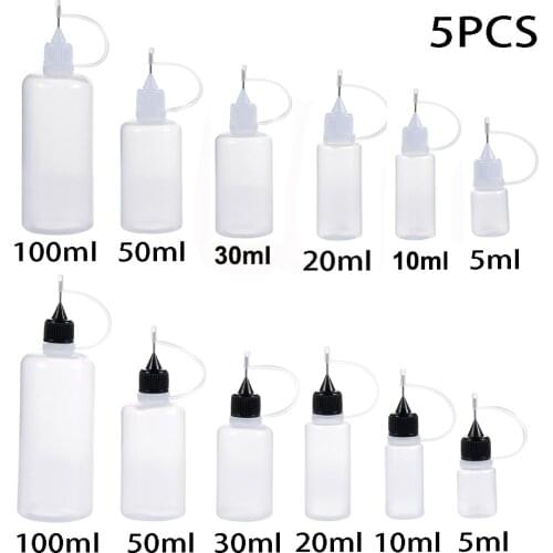 5Pcs 5/10/20/30/50/100ML Resuable Needle Tip Glue Applicator Plastic Bottle for Paper Quilling DIY Scrapbooking Paper Craft Tool