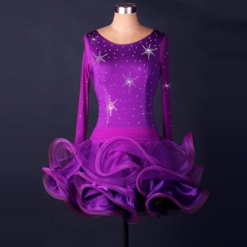 Tango dress ladies tassel latino dance dress samba latin dance costumes for women latin dresses girls competition purple L023