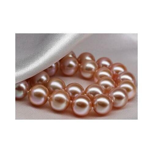 Stunning 9-10mm natural south sea genuine gold pink pearl necklace aaa