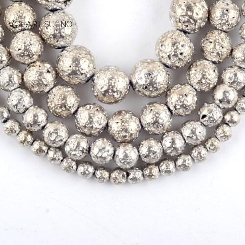 Champagne Gold Lave Hematite Stone Natural Round Loose Beads 15” Pick 6-10mm Spacer Beads For Charm Necklace Jewelry Making