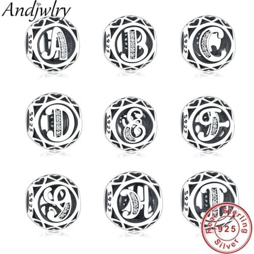 Fit Original Pandora Charms Bracelet 925 Sterling Silver Letter Charms A to Z Alphabet Letter Beads DIY Jewelry Making Berloque