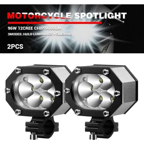 DERI 12V 96W LED Spot Light Motorcycle ATV Off Road Headlight LED Scooters Spotlight Headlamp faro para motocicleta