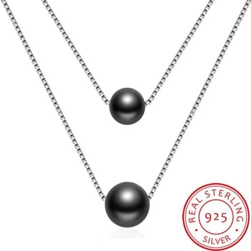 YANHUI New Fashion European Female Double Layer Pearl Pendant Necklace Vintage Necklace Women Silver 925 Jewelry ND135
