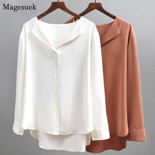 Autumn New Long Sleeve Women Tops and Blouses Solid Loose Chiffon Blouse Women Button Up Cardigan White Shirt Women Blusas 5134