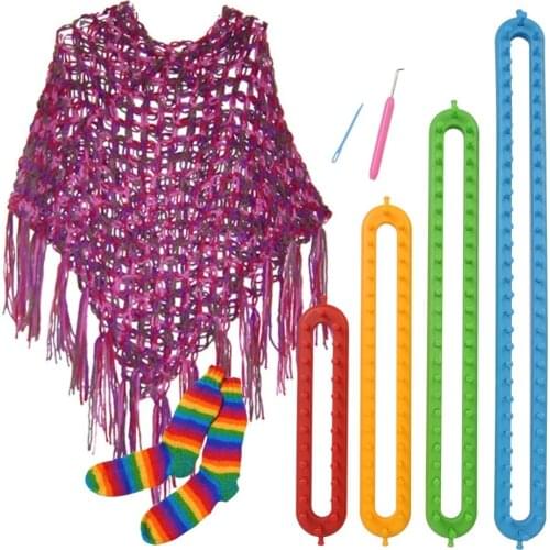 1 Set 4 Size DIY Loom Knitting Machine for Scarf Shawl Hat Socks Wool Yarn Needles Long Knit Knitter Knifty Hook Sewing Tools