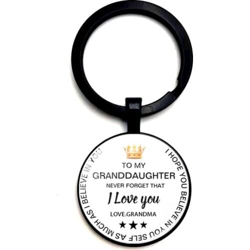 2020 New "To My Granddaughter Love Grandma" Time Glass Keychain Pendant Jewelry European and Keychain