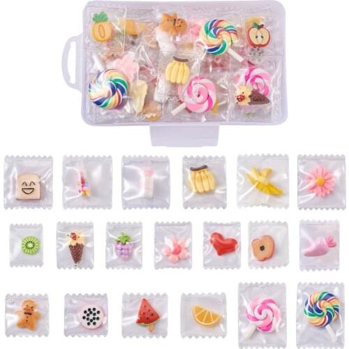 38pcs/set Mixed Color Imitation Food & Fruit with Clear Plastic Bag Resin Pendants Necklace Earrings Findings DIY Jewelry Making