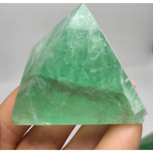 5cm natural rock green fluorite quartz crystal aura pyramid