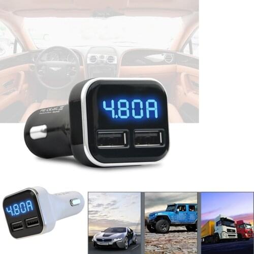 Dual USB Car Charger 4.8A Adapter LED Display Fast Charging For iPhone Samsung