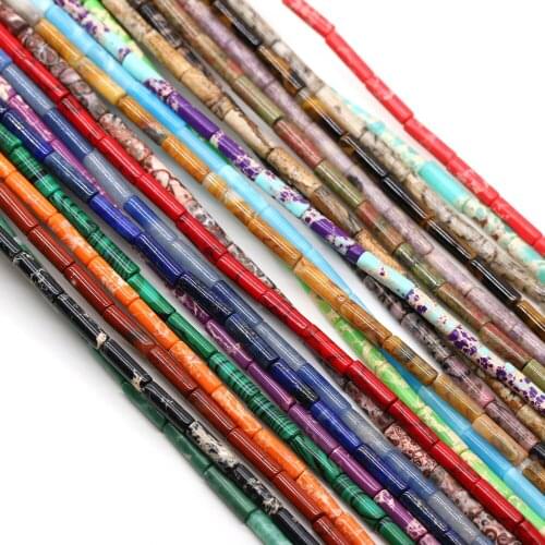 Natural Stone Beads Cylindrical Crystal Agates Coral Flash Labradorite Stone Charms for Jewelry Making Necklace Bracelet Gift