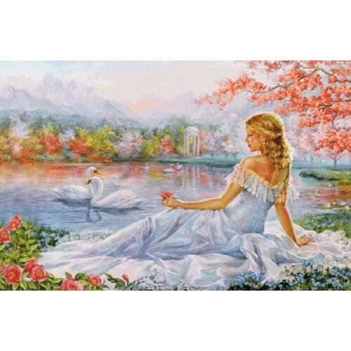 Diy Home Decor Diamond Embroidery Characters beautiful girl 5d Cross Stitch needlework Rhinestone Crafts Diamond Painting Swans