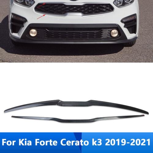 For Kia Forte Cerato k3 2019 2020 Front Center Grille Grill Cover Molding Trim Carbon Fiber Exterior Accessories Car Styling