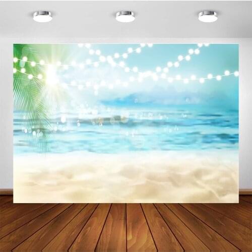 Photography Backdrops Beach Photo Background Birthday Party Decoration Summer Blue Sky White Clouds Light Photo Booth Backdrop