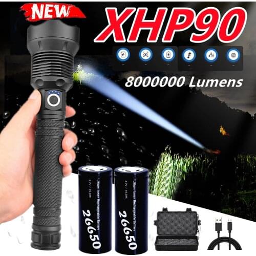 XHP90 800000lumens most high powerful led flashlight usb torch xhp70 xhp50 lantern 18650 26650 hunting lamp hand light xhp90