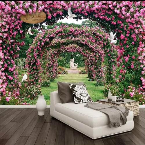 Custom Photo Wallpaper Flower 3D Rose Wreath Mural Living Room Marriage Room Wall Decoration Home Wall Mural Papel De Parede 3D
