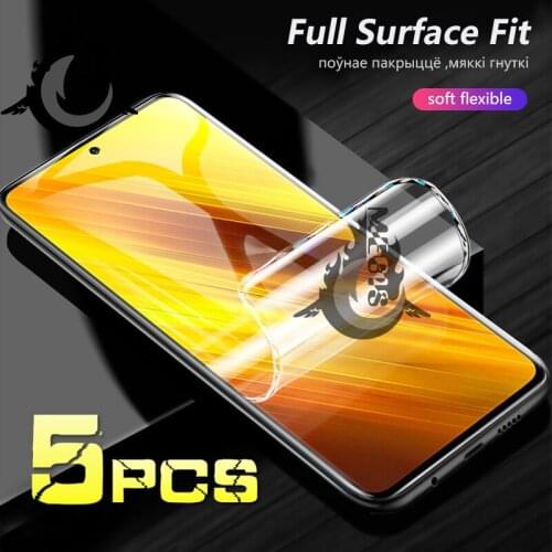 5 Pcs Hydrogel Film for Xiaomi Mi Poco X2 F2 M2 Pro X3 M3 Screen Protector for Xiaomi Mi Poco M3 X3 X 3 3x Poco x3 Hydrogel Film
