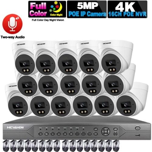 H.265 CCTV Security Camera System Kit Indoor 16CH 5MP POE NVR Kit Two way Audio 8CH 4K Video Survrillance IP Camera System Set