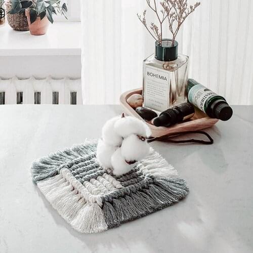Northern Style Handmade Cotton Braided Coaster Table Placemat Kitchen Table Decoration For Kitchen Dining Table Coffee Shop