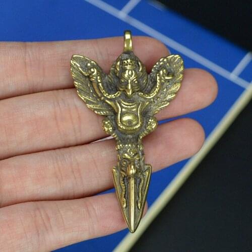 Chinese Exquisite handwork bronze Vajra Dapeng golden winged bird Pendant