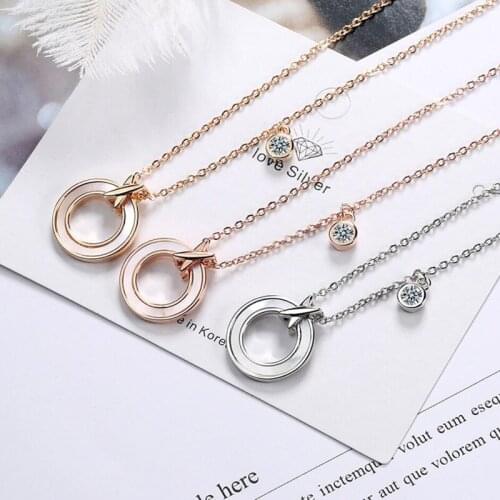 KOFSAC Luxury 925 Sterling Silver Necklaces For Women Anniversary Jewelry Shell Circle Necklace Lady Valentines Day Accessories