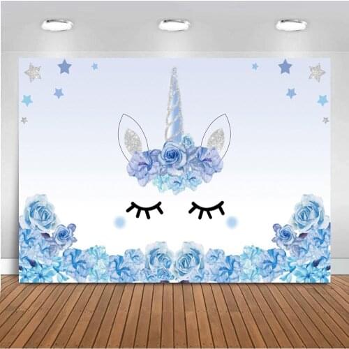 Royal Vinyl Backdrops For Photography Pink Flowers Unicorn Birthday Party Poster Child Watercolor Photo Background Photocall