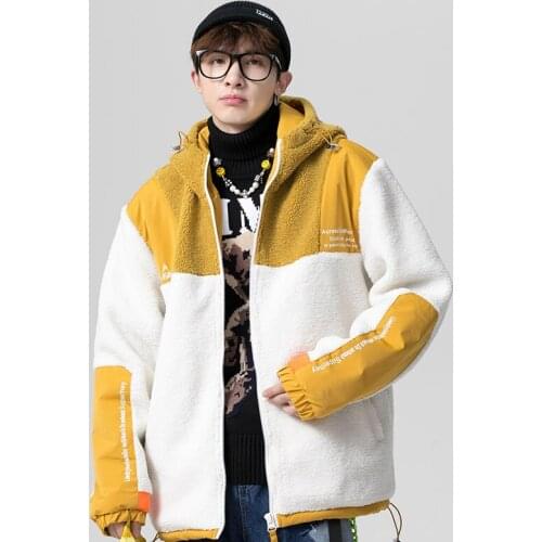 High quality mens winter warm leisure loose fit sherpa jackets Korean lambs wool fleece coat