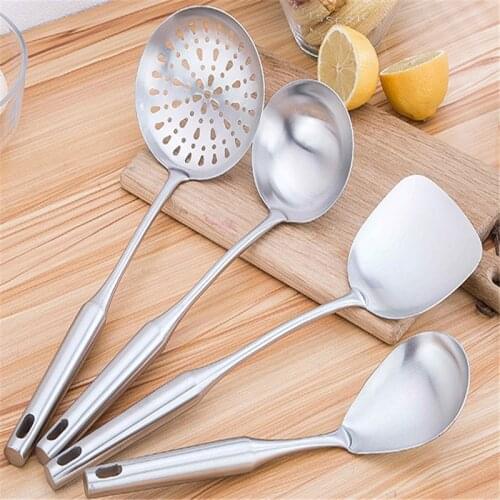 304 stainless steel turners shovel ladle Kitchen Dining bar Tools Gadgets Utensils Leak Strong Long Handle colander Buffet spoon