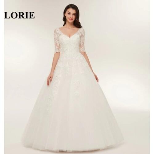 LORIE Lace Wedding Dresses Ball Gown Bridal Gown With Lacing Back Elegant Appliques Marriage Dress Plus Size