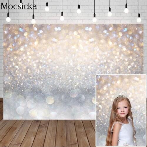 Mocsicka Silver White Sequin Bokeh Photography Background Birthday Party Backdrop Graduation Wedding Decoration For Photo Studio