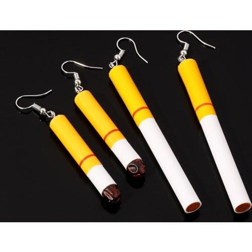 Trendy Yellow White Long Cigarette Drop Earring Short Smoke Butt Earrings Cigar Snipe For Women Bohemia Funny Jewelry Gift