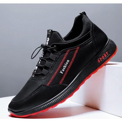 2021 Fashion leather Shoes Men Casual Shoes autumn black Comfortbale Sneakers Men Flats Shoes