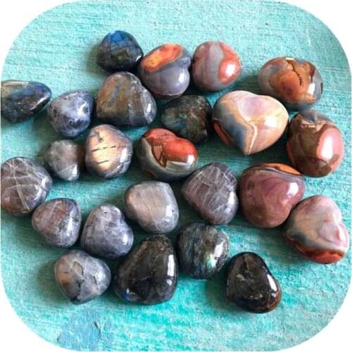 Natural Colorful ocean stone quartz crystals heart shaped reiki stones and crystals home garden decoration for gift