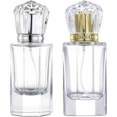Nbyaic 50pcs High-end round glass bottle 50ml perfume sub-packaged gold and silver crown diamond cap spray bottle empty bottle