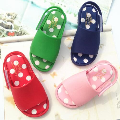New Childrens Shoes Girl Summer Jelly shoes PVC kids Summer Sandals Fashion Polk dot girl and boy Beach Shoes Casual wear SO022