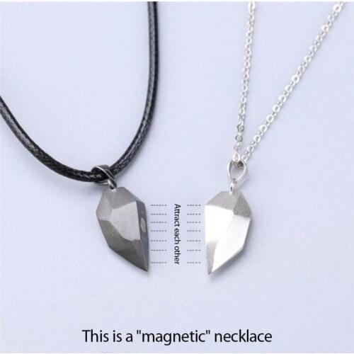 2 Pcs New Creative Necklace Wish Stone Lovers Splicing Lettering Magnet Necklace Love Gifts For Men And Women Neck Accessories