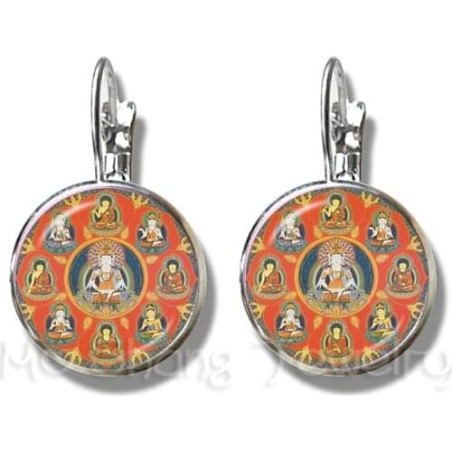 New Fashion Glass Time Gem Earrings 16mm Ganesha Buddha Elephant DIY Women Girls Jewelry Souvenir For Creative Gift