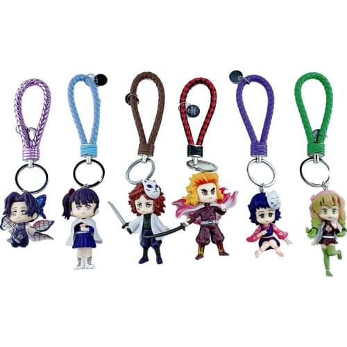 NEW Anime Demon Slayer Keychain Cute Brinco Blade Of Ghost PVC Key Chain Cosplay Pompom Yaiba Keyring Pendant