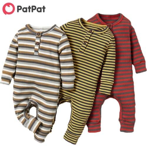 PatPat New Arrival 2021 Spring and Autumn Baby Striped Jumpsuit Baby Clothing