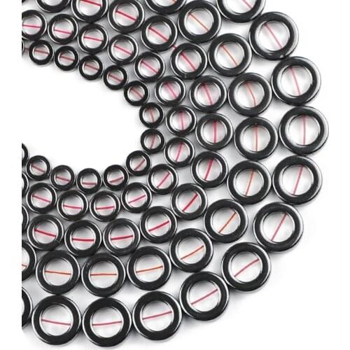 YHBZRET Hollow Circle shape Black Hematite Natural Stone spacer Loose beads For Jewelry making bracelets&pendants DIY Findings