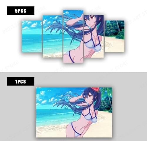 Seaside Sexy Swimsuit Girl Poster Anime Pictures On The Wall Canvas Painting Art Decoration Home Decor Cuadros