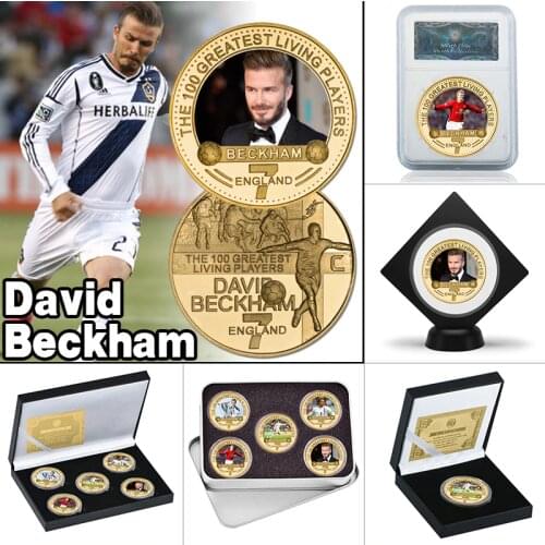 Soccer Star Gold Plated Commemorative Coins Collectibles UK Football Challenge Coin with Holder Sports Souvenir Gifts for Boys