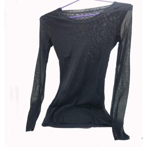 SEXY good elastic Winter Womens crochet lace shirt blouse transparent slim casual tops tees for women clothing 1pcs/lot xDS57