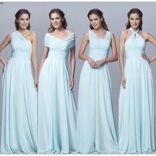 Pink Bridesmaid Dress Long Chiffon Cheap Winter Wedding Party Prom Dresses Vestido De Festa De Casamento Dama De Honra 2018 New