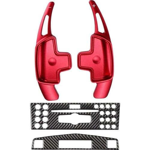 Steering Wheel Paddle Shifter Gear Shift For Mercedes Benz A B E GLA GLK SLK M GL Class(Red) & Center Console Panel Trim