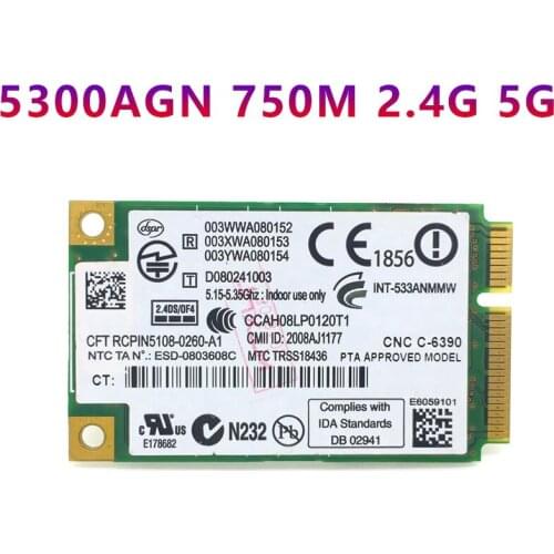 Network Card 5300Agn 750M Dual-Band 2.4G/5G Wifi Card for Industrial Control Motherboard/Mini Host/Desktop/Laptop