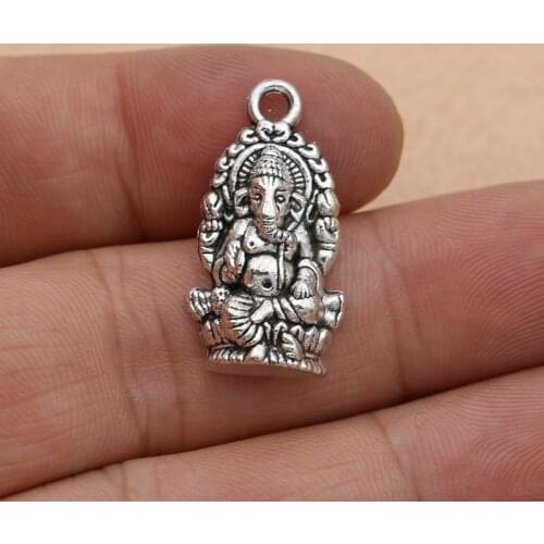 Elephant Buddha Charm Pendant fit Bracelet Necklace Tibetan Silver Plated Jewelry DIY Making Accessories Handmade 27x14mm