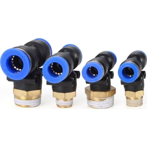 1Pcs Pneumatic Fitting PB type4mm 6mm 8mm 10mm OD Hose Tube Gas Flow Adjust Valve Connector 1/8" 1/4" 3/8" 1/2" Male Thread