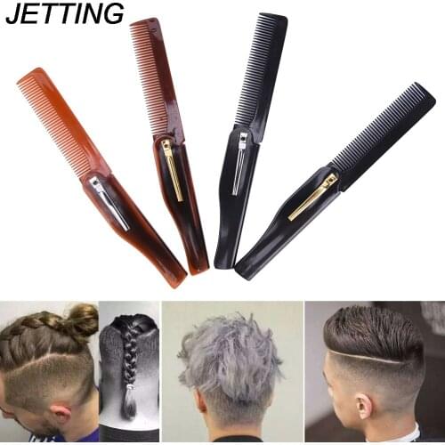 1PC Foldable Hair Comb Pocket Clip Hair Moustache Beard Comb Hair Styling Tool Hairdressing Hair Comb For Men Women Combs